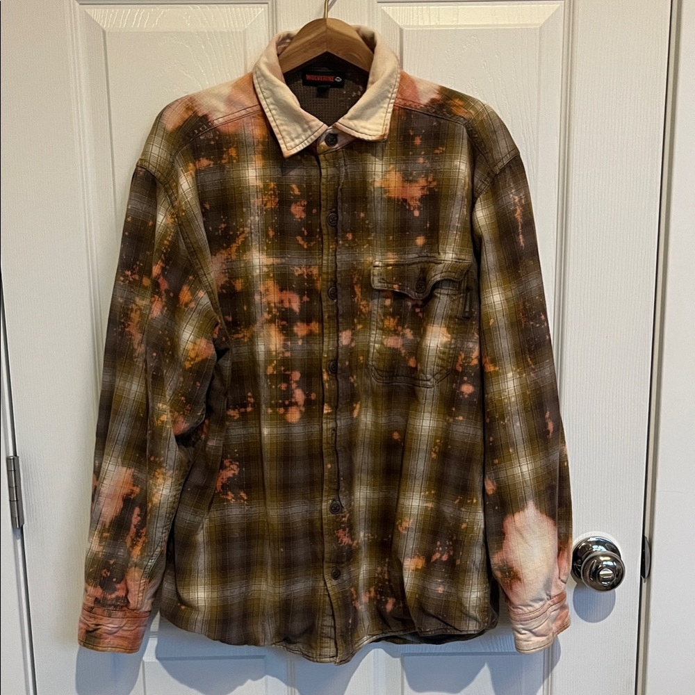 Wolverine Brown and Orange Plaid Button Down Shirt